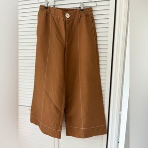 Urban cowboy BALLY mix wool contrast stitch tan button trousers